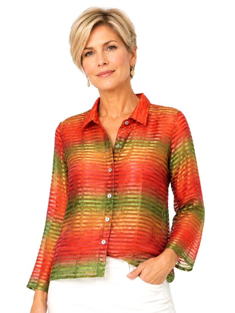 Scott Taylor Sheer Stripe Ombre Blouse